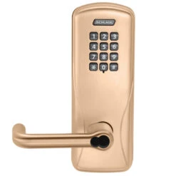 Schlage Electronics CO200CY40KPTLR612BRH Electric Cylindrical Lock Satin Bronze Clear Coated